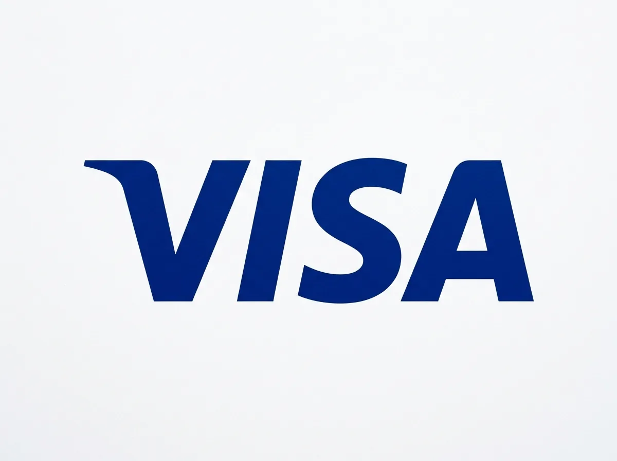 Логотип платёжной системы Visa — синие буквы на белом фоне